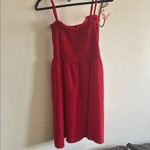 Red Textured Sleeveless Sundress